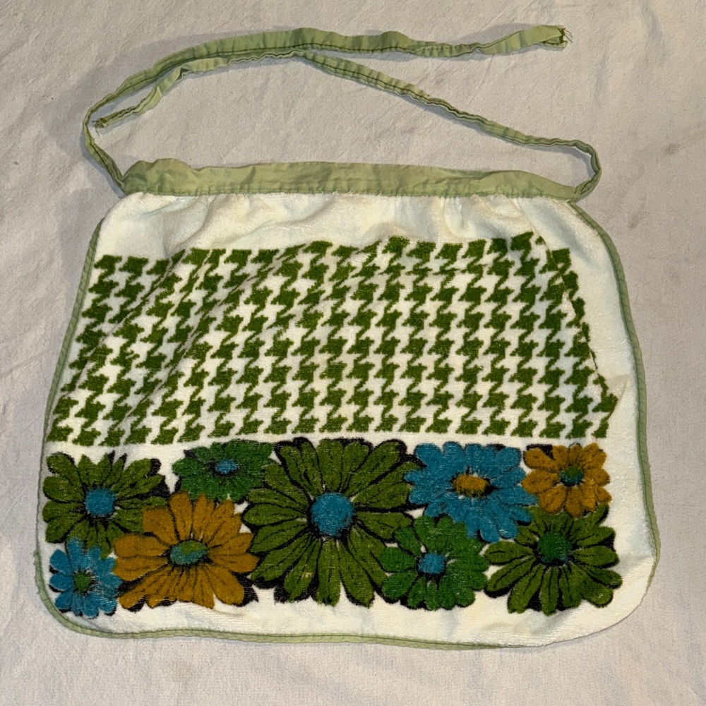 Retro 60’s-70’s Floral Green/Blue HalfApron